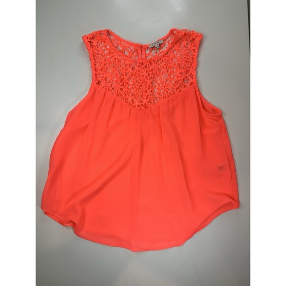A.PEACH Top Crochet Sleeveless Flowy Peasant Boho Festival Coral Oversize Tank M - Picture 2 of 9